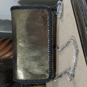 SHIMMER CONVERTIBLE CROSSBODY CHAIN AND CLUTCH DIRTY GOLD TONE NWOT RAVE CLUB